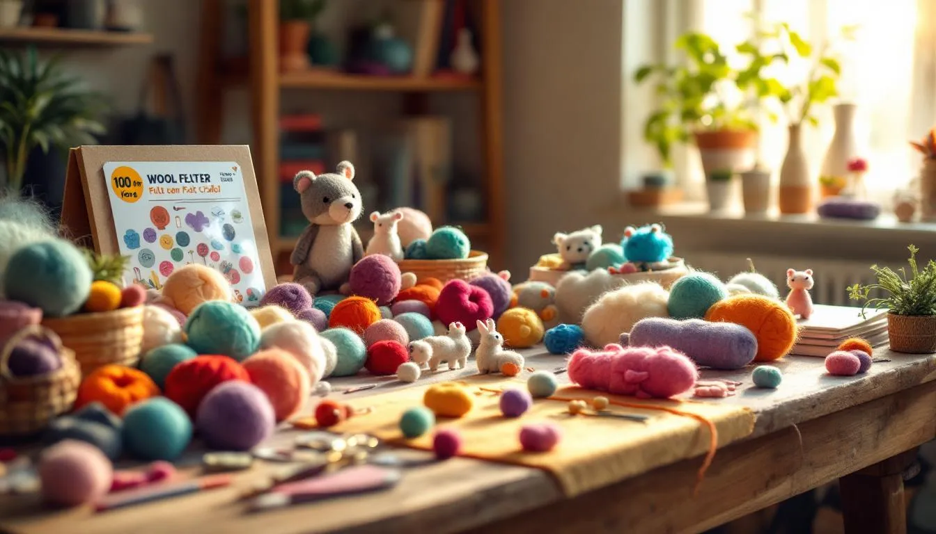 羊毛フェルトの制作風景と道具