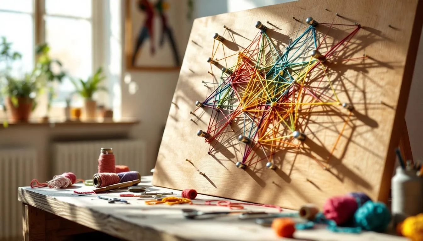 制作途中の美しいストリングアート