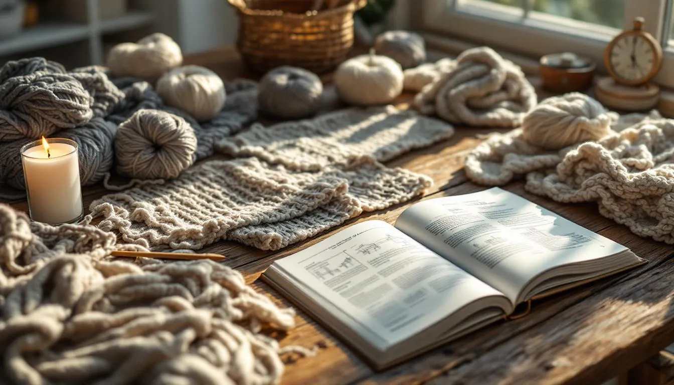 日差しが差し込む温かな編み物のアトリエ