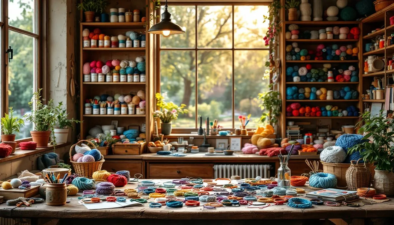 自然光あふれる手作り工房の風景