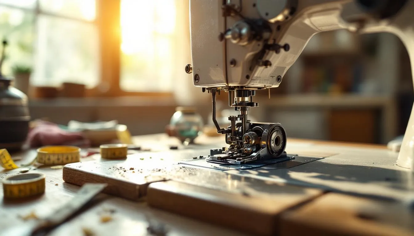 日光が差し込む裁縫スタジオのミシン