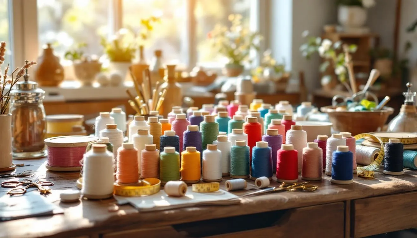整理された糸が並ぶ明るい手芸工房