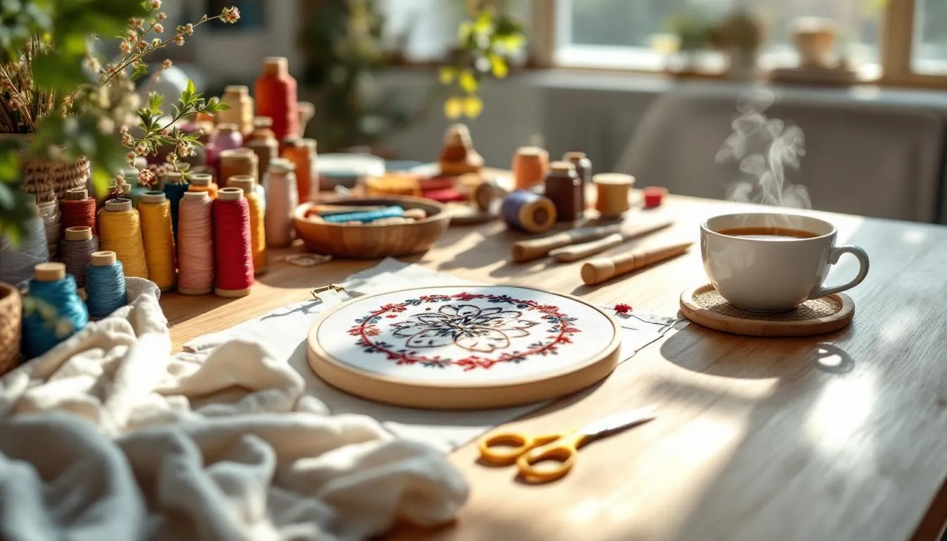 日当たりの良い刺繍用クラフトデスク