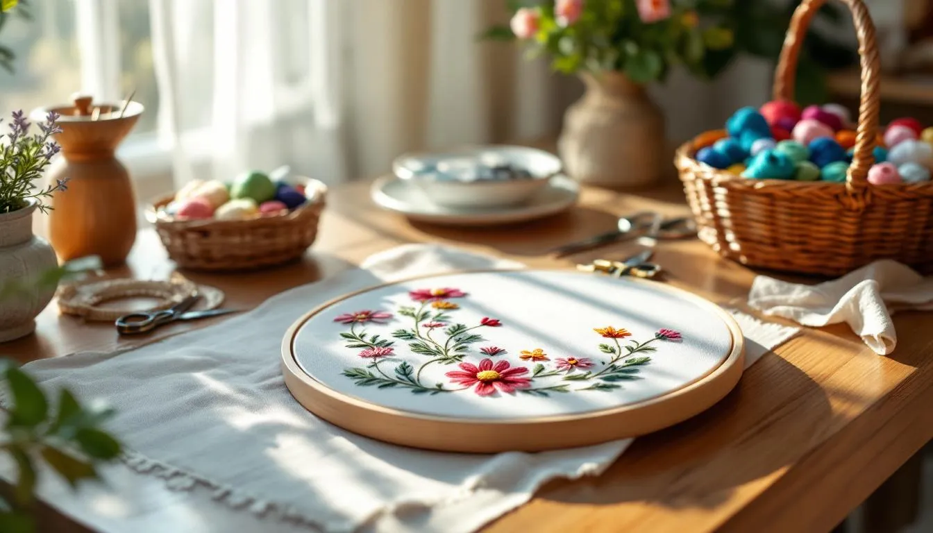 日当たりの良い刺繍の作業スペース