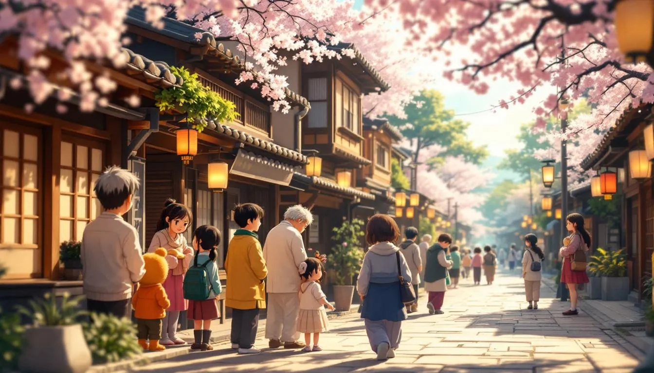 小川糸の温かい日本の町並み風景