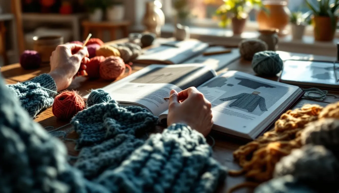 手編みセーター制作の快適な作業空間