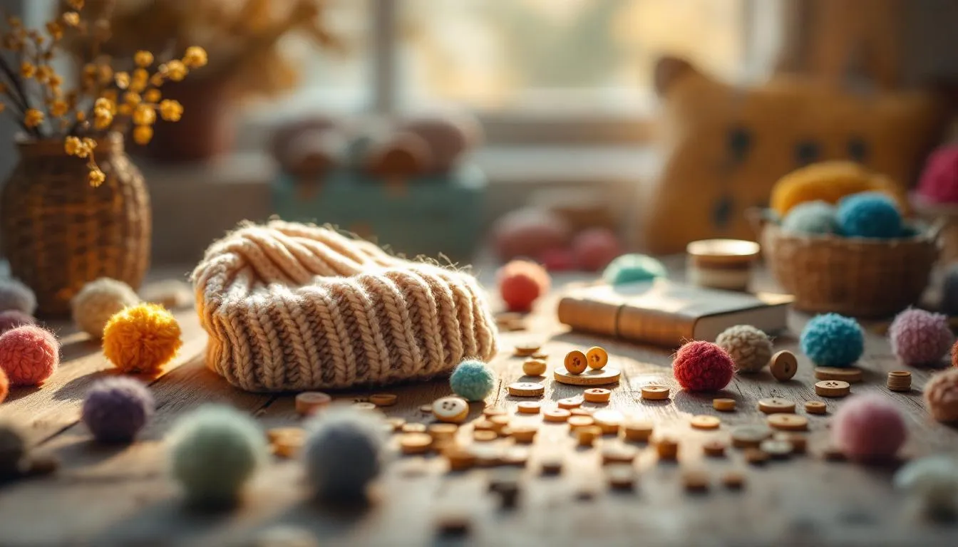 Taller artesanal acogedor con lanas coloridas