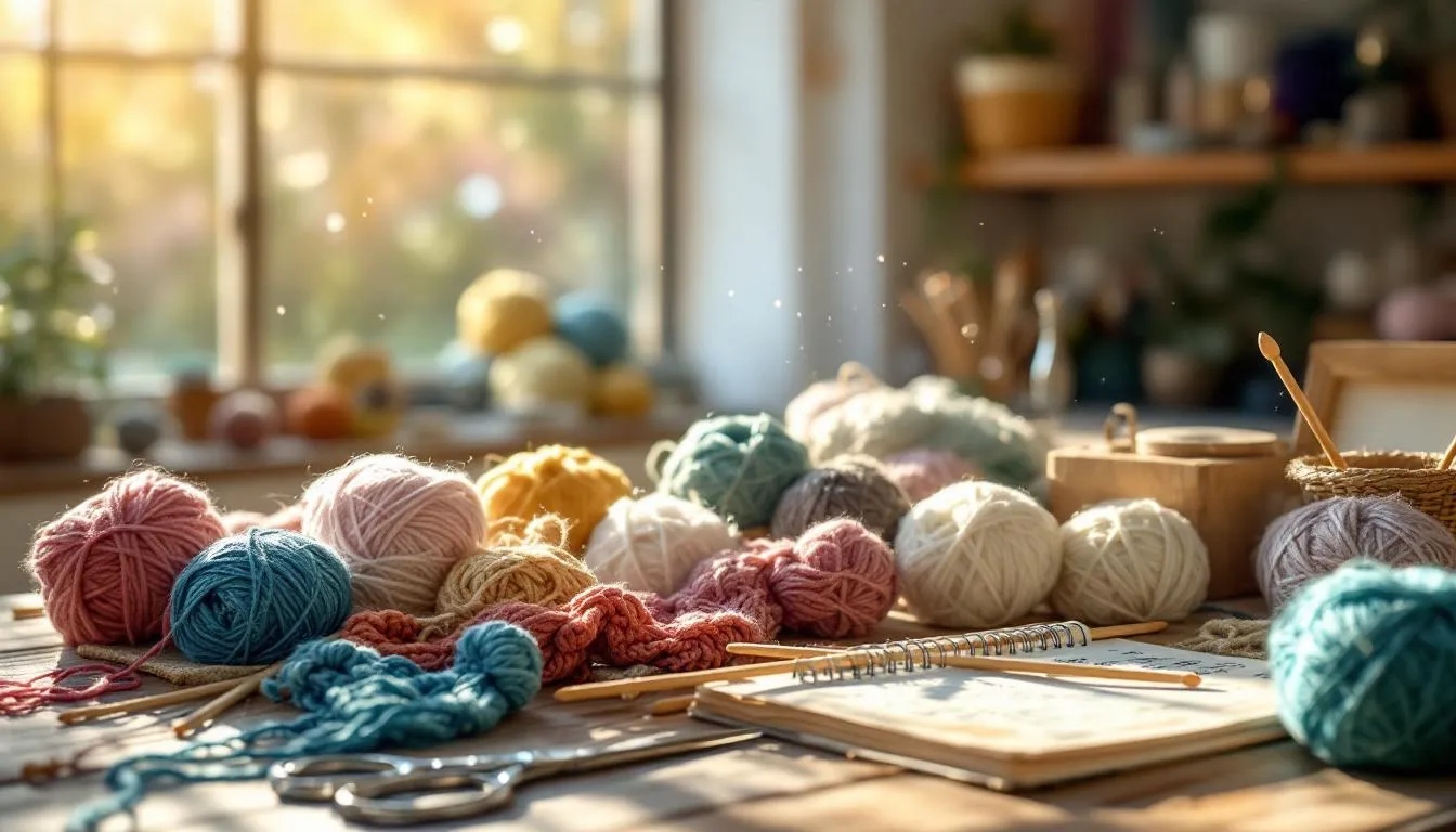 日差しが差し込む手芸用の作業台