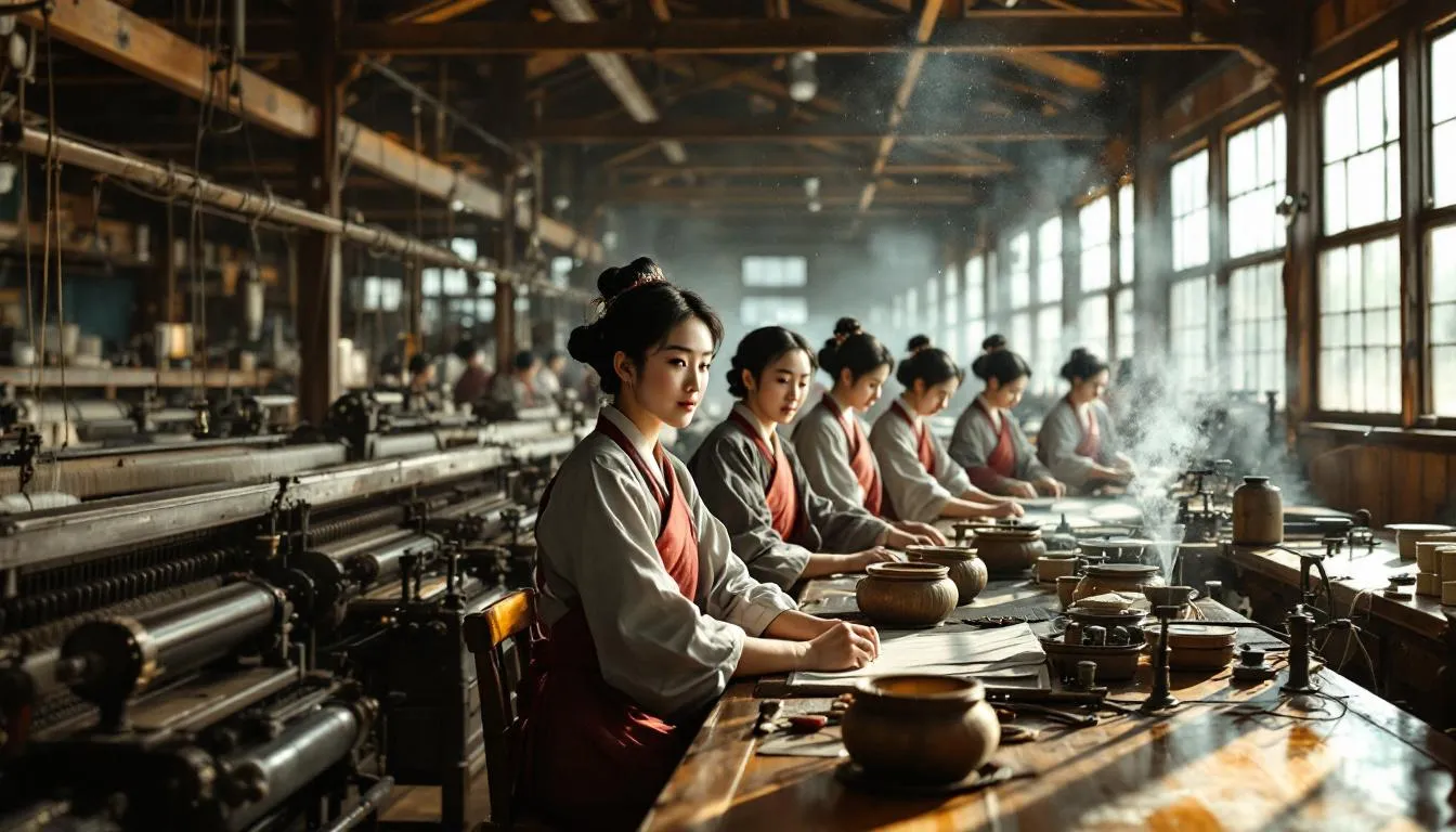 富岡製糸場の女性工場労働者たち