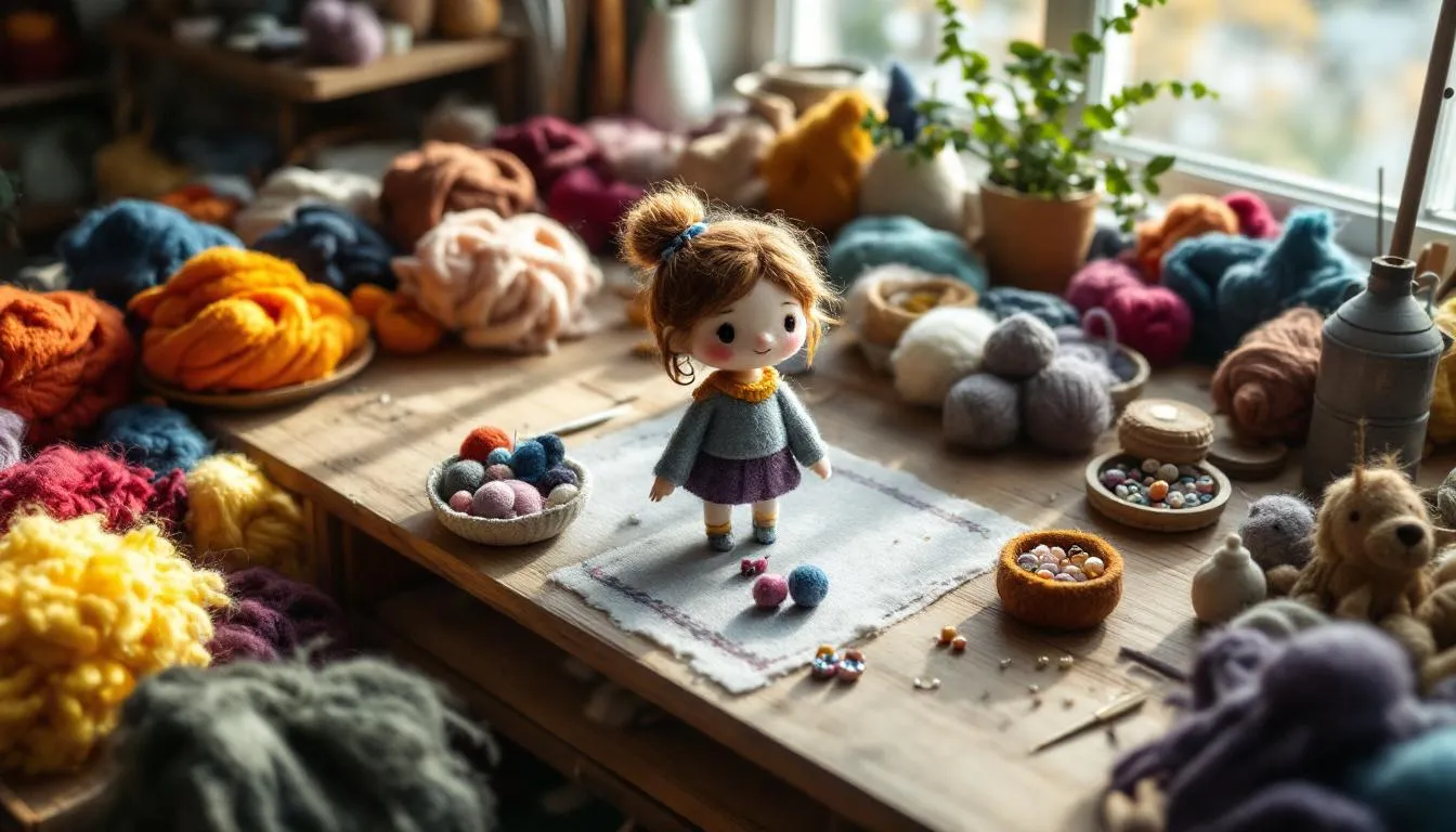 陽の光が差し込む手芸工房の作業台