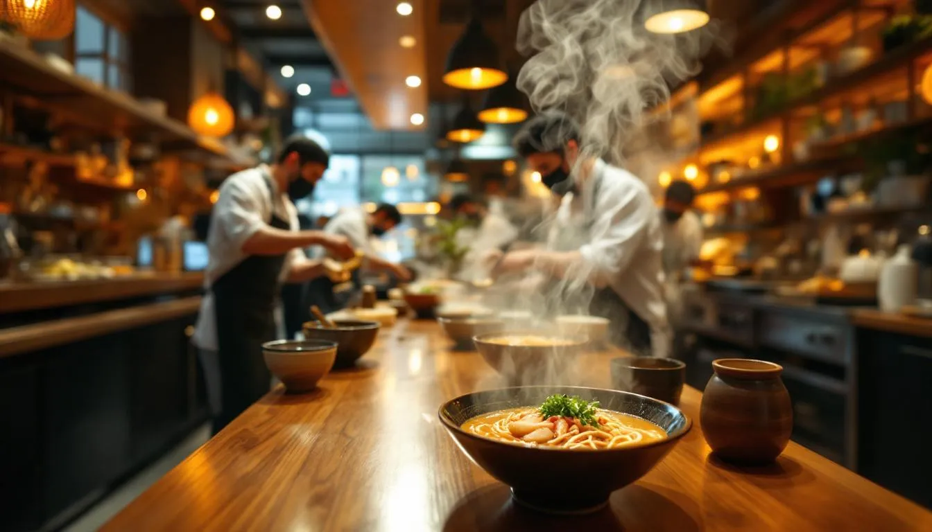 錦糸町の高級ラーメン店の店内風景